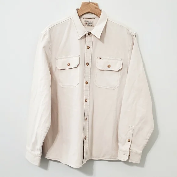 Faherty Sunwashed Organic Cotton CPO Shirt Jacket Sea Salt Mens XL - Picture 2 of 14